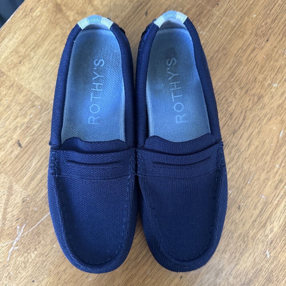Rothy's The Driver Navy Blue Knit Driving Loafers Women’s US 6.5